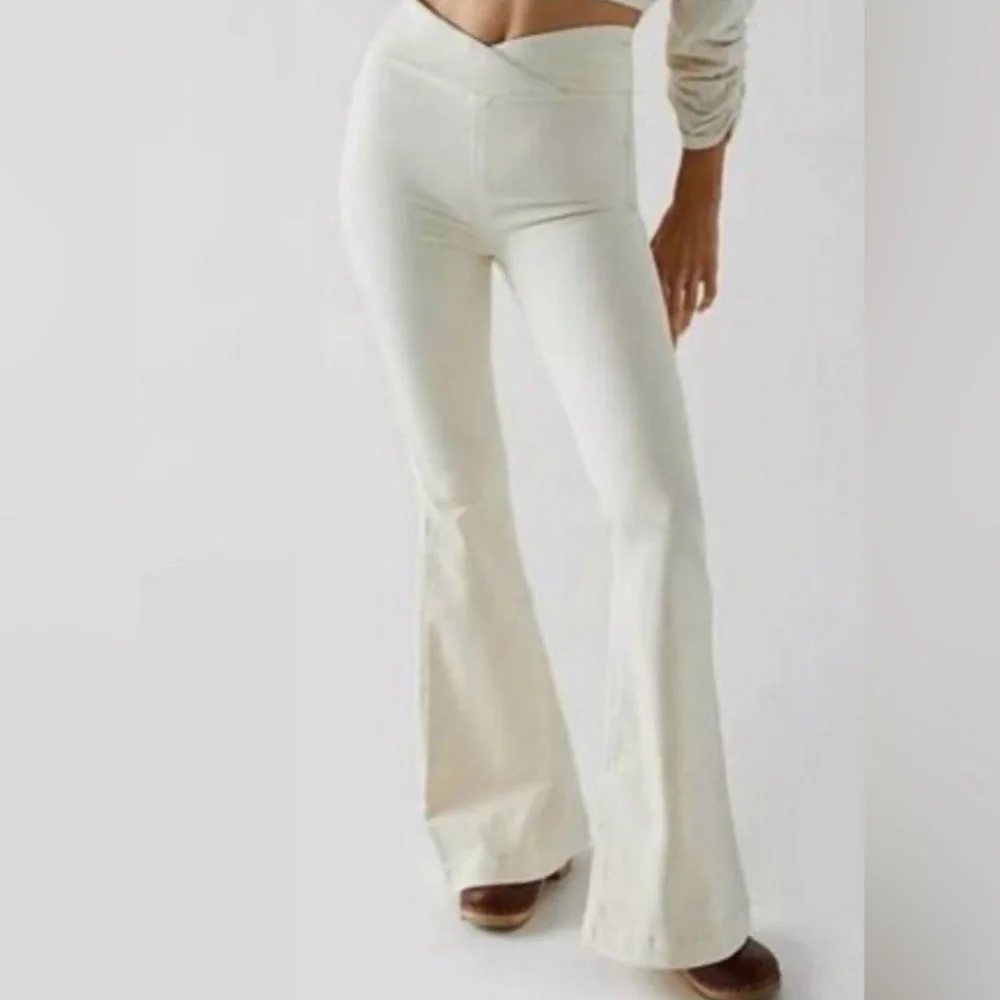 Free People Cream High-Rise Boot Cut Flare Pants